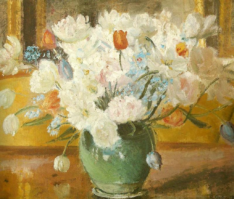 Anna Ancher tulipaner i gron vase oil painting image